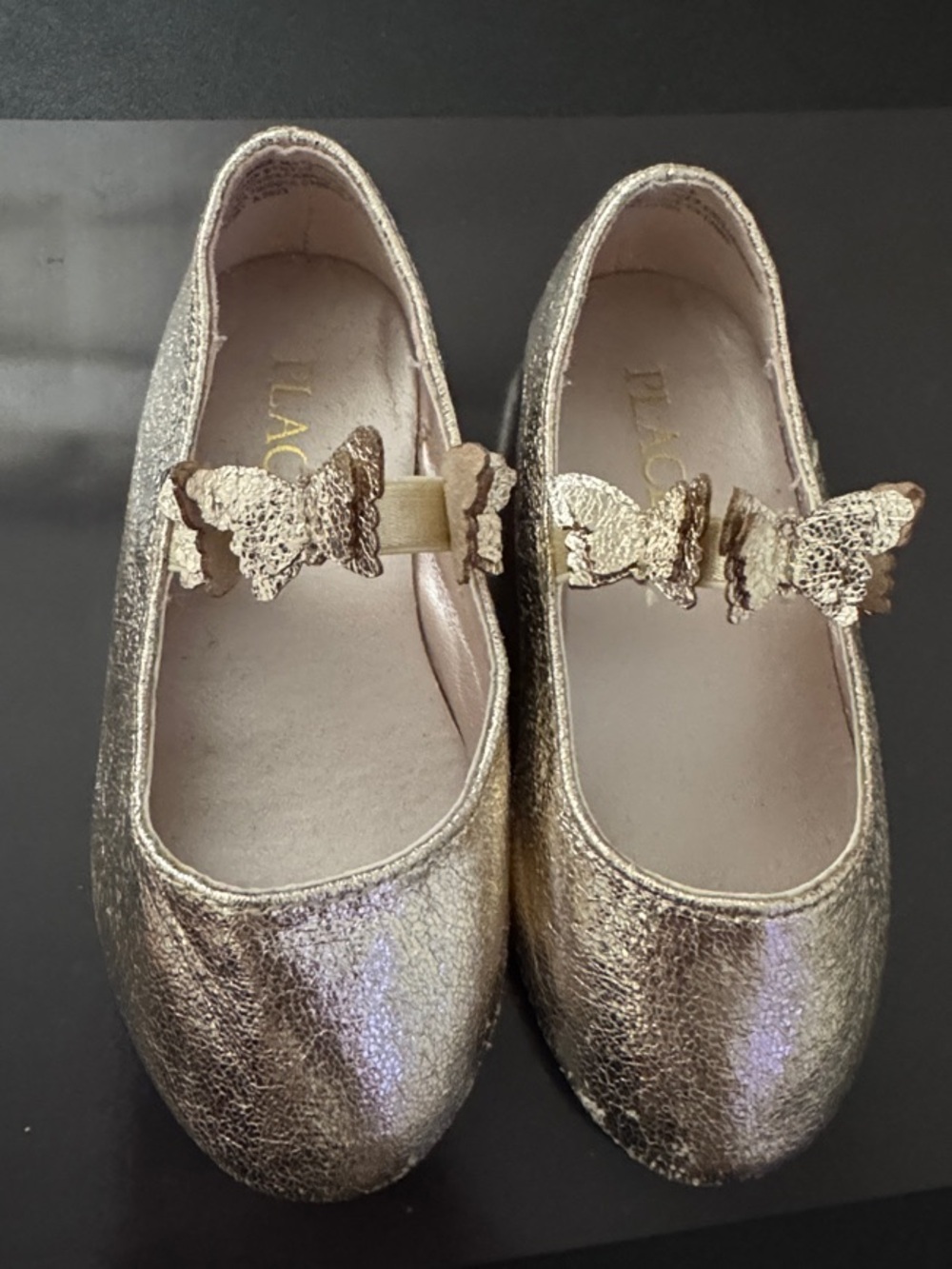 Children’s Place Girls Metallic Gold Butterfly Strap Mary Jane Kids Shoes Size 7 - Picture 3 of 6